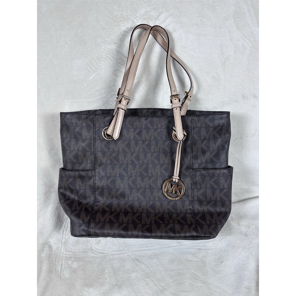 Michael Kors Brown Signature Jet Set Tote Bag Monogram READ Description PROJECT